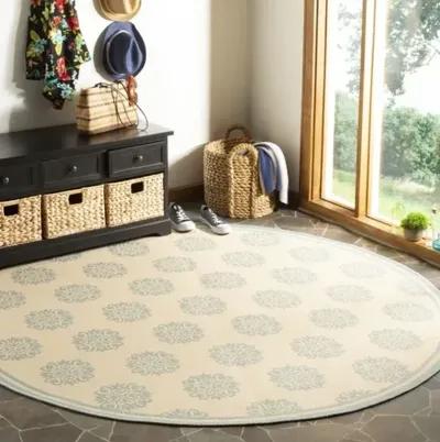 LINDEN 181 Collection LND181L-6R Cream / Aqua 6'-7" X 6'-7" Round