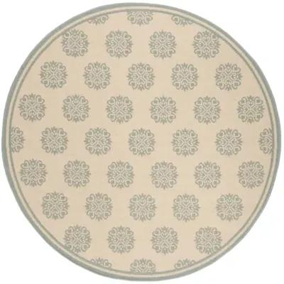 LINDEN 181 Collection LND181L-6R Cream / Aqua 6'-7" X 6'-7" Round