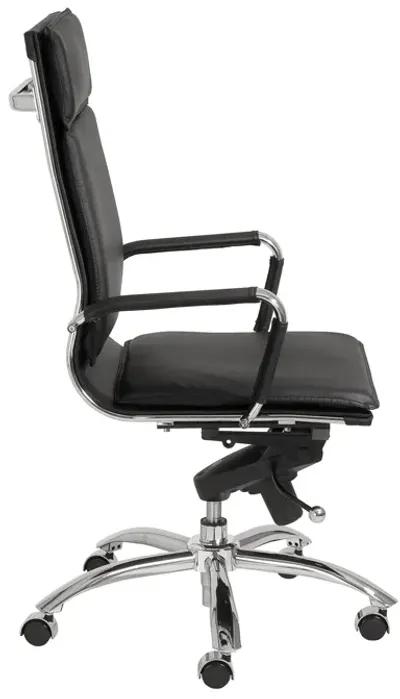 Gunar Pro High Back Office Chair in Black with Chromed Steel Base