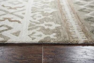 Opulent Natural/Beige Geometric Wool 2'6" x 8' Runner Rug