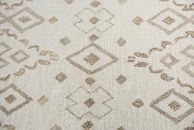 Opulent Natural/Beige Geometric Wool 2'6" x 8' Runner Rug