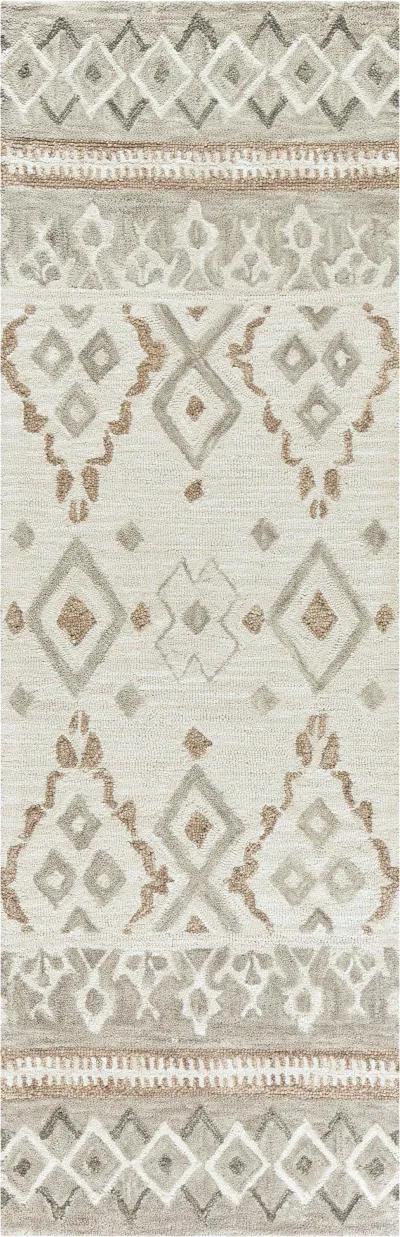 Opulent Natural/Beige Geometric Wool 2'6" x 8' Runner Rug