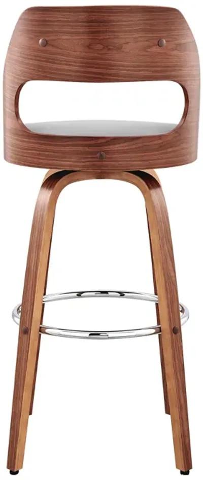 Julius 26" Gray Faux Leather and Walnut Wood Bar Stool