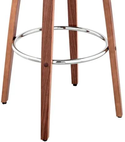 Julius 26" Gray Faux Leather and Walnut Wood Bar Stool