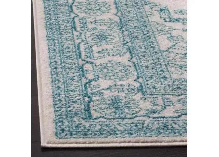 Adirondack Contemporary Ivory / Teal 8' X 10' Powerloomed Rug