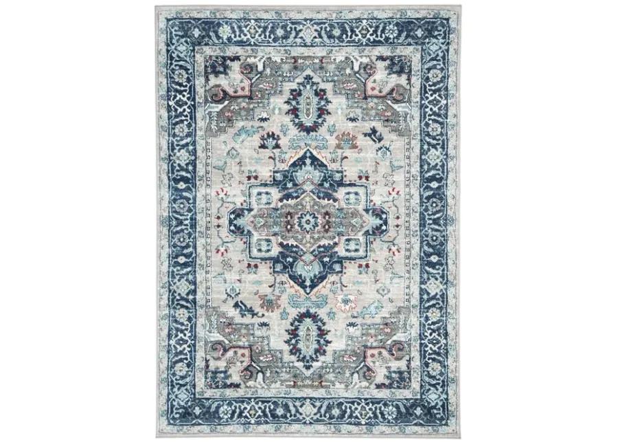 Brentwood 811 Light Grey / Blue 6'-7" X 6'-7" Square Square Powerloomed Rug