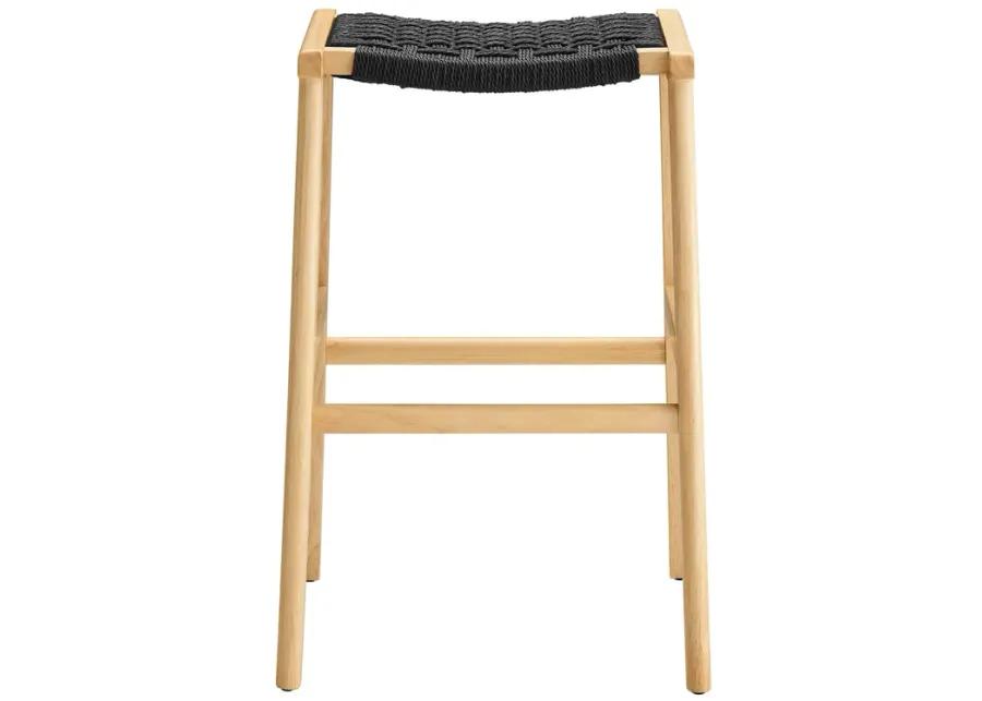 Saoirse Woven Rope Wood Bar Stool - Set of 2