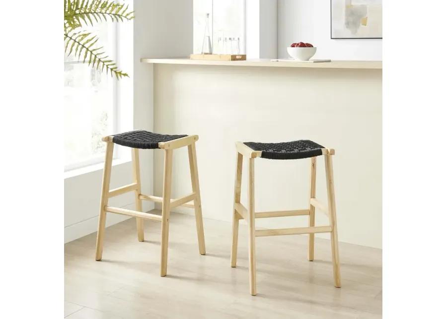 Saoirse Woven Rope Wood Bar Stool - Set of 2