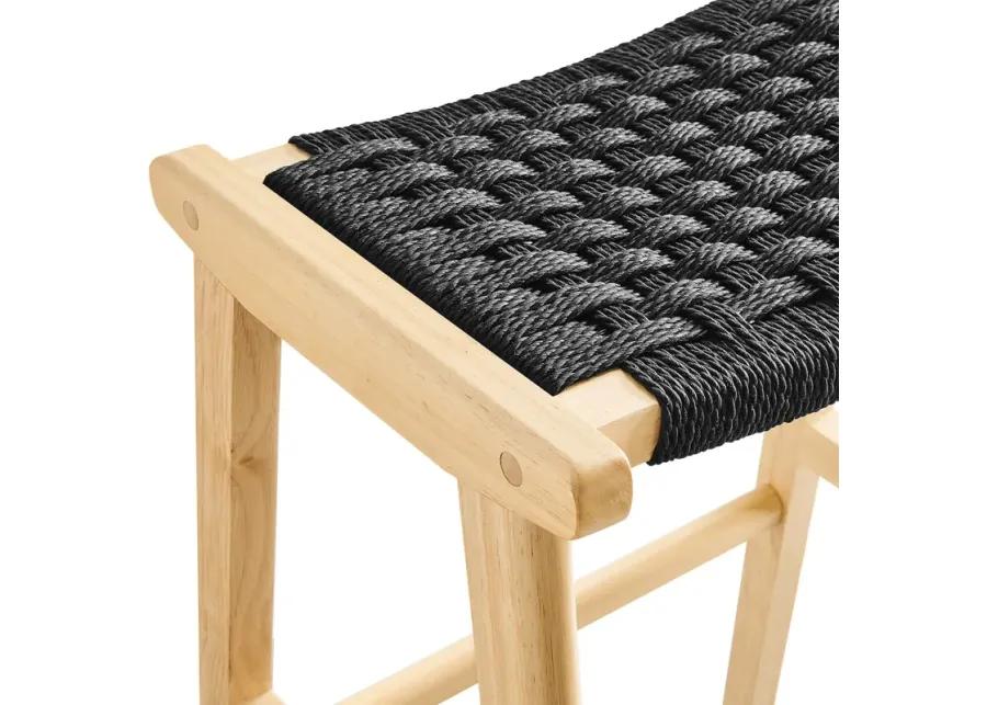 Saoirse Woven Rope Wood Bar Stool - Set of 2