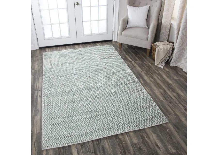 Ellington Turquoise chevron  Jute / Wool  3' x 5' Rectangle Rug