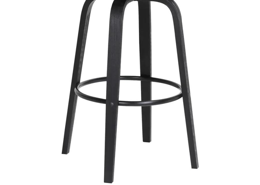 Diana 30" Swivel Black Wood Bar Stool in Light Gray Fabric