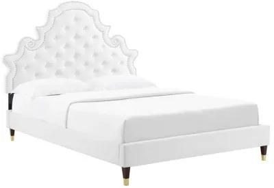 Gwyneth Tufted Performance Velvet Queen Platform Bed