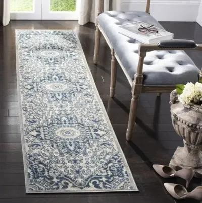 Brentwood 816 Cream / Blue 2' X 6' Runner Powerloomed Rug