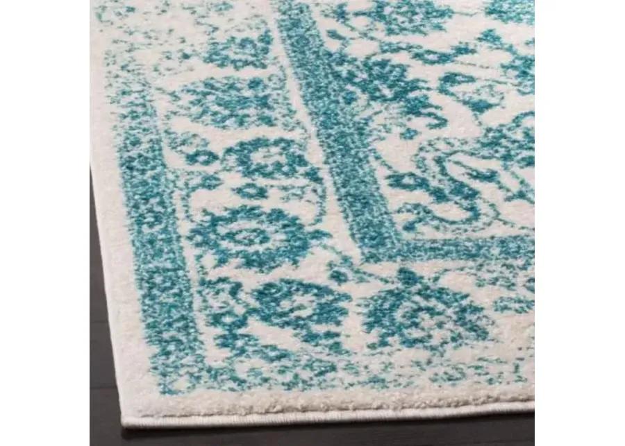 Adirondack Contemporary Ivory / Teal 6' X 9' Powerloomed Rug