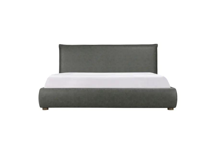 LUZON QUEEN BED SLATE VEGAN LEATHER