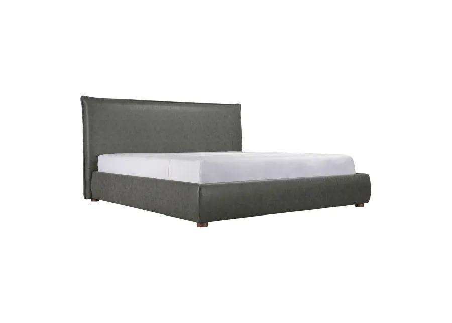 LUZON QUEEN BED SLATE VEGAN LEATHER