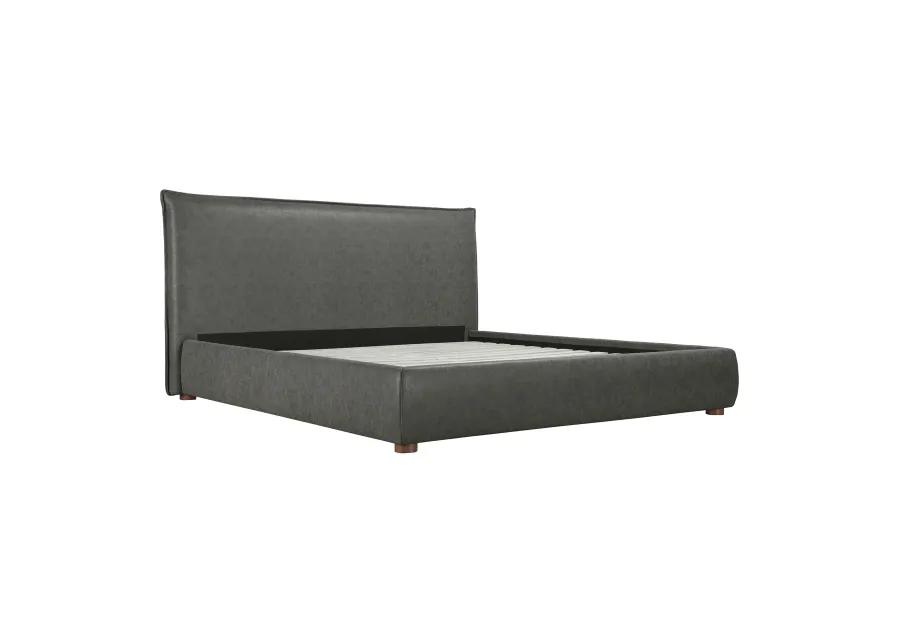 LUZON QUEEN BED SLATE VEGAN LEATHER