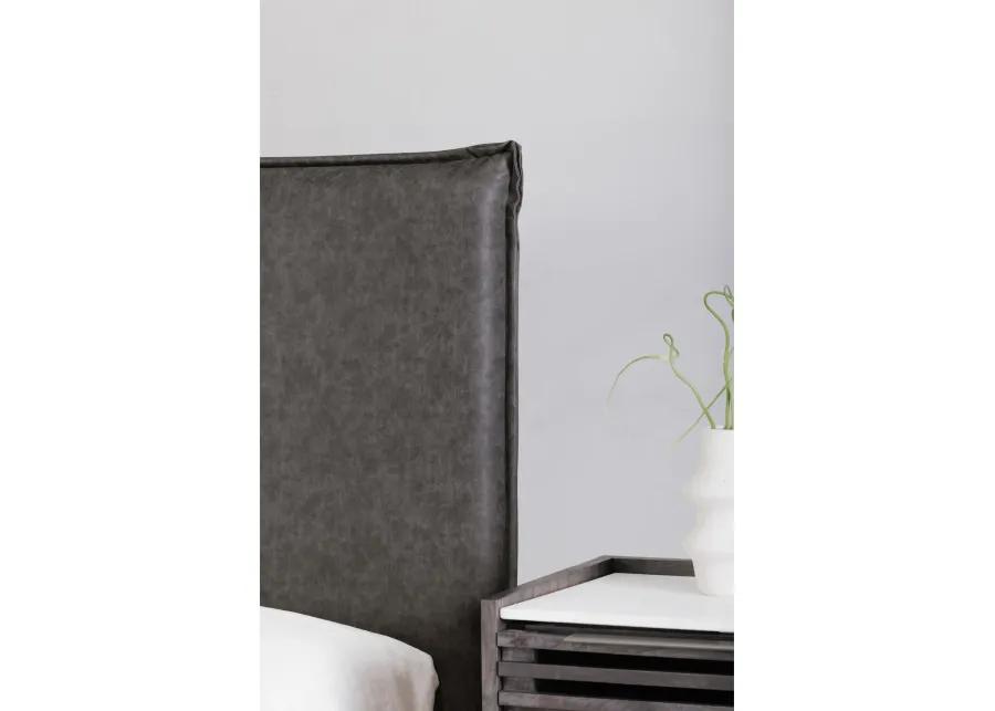 LUZON QUEEN BED SLATE VEGAN LEATHER