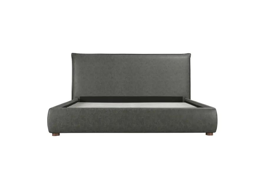 LUZON QUEEN BED SLATE VEGAN LEATHER