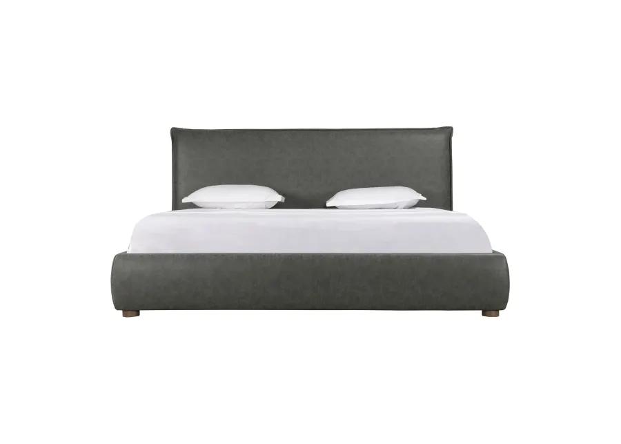 LUZON QUEEN BED SLATE VEGAN LEATHER