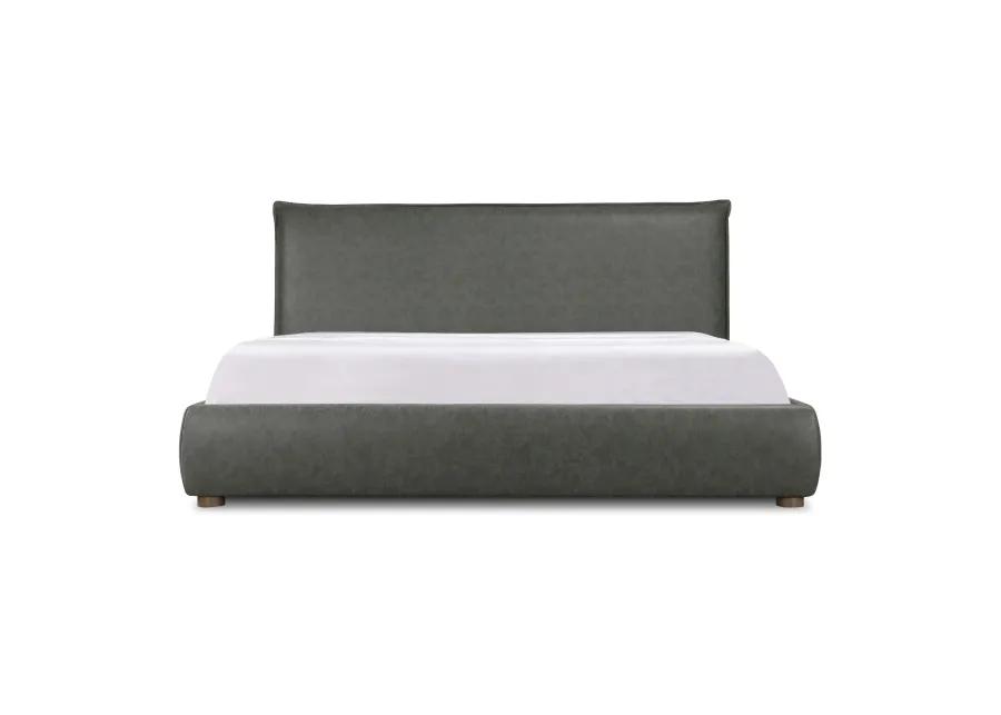 LUZON QUEEN BED SLATE VEGAN LEATHER