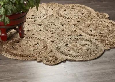 Nature Contemporary Braided Organic Jute Indoor Round Area Rug 7'6"