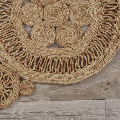 Nature Contemporary Braided Organic Jute Indoor Round Area Rug 7'6"