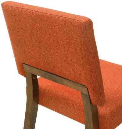 Channell Wood Dining Chair in Walnut Finish with Orange Fabric - Set of 2