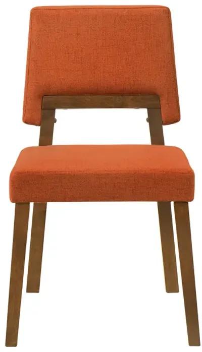 Channell Wood Dining Chair in Walnut Finish with Orange Fabric - Set of 2