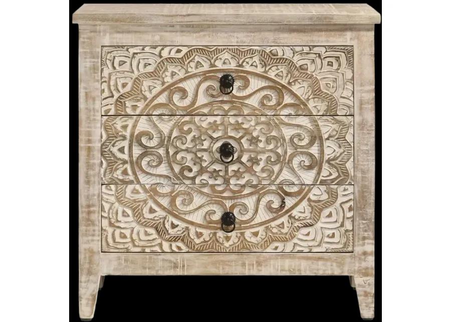 Mariska 3-drawer Wooden Accent Cabinet White Distressed