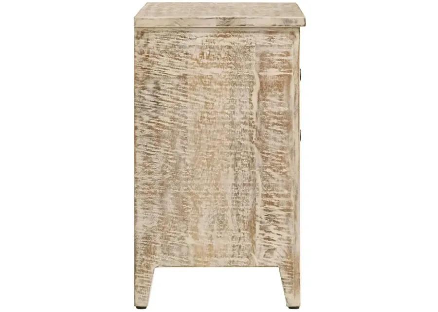 Mariska 3-drawer Wooden Accent Cabinet White Distressed