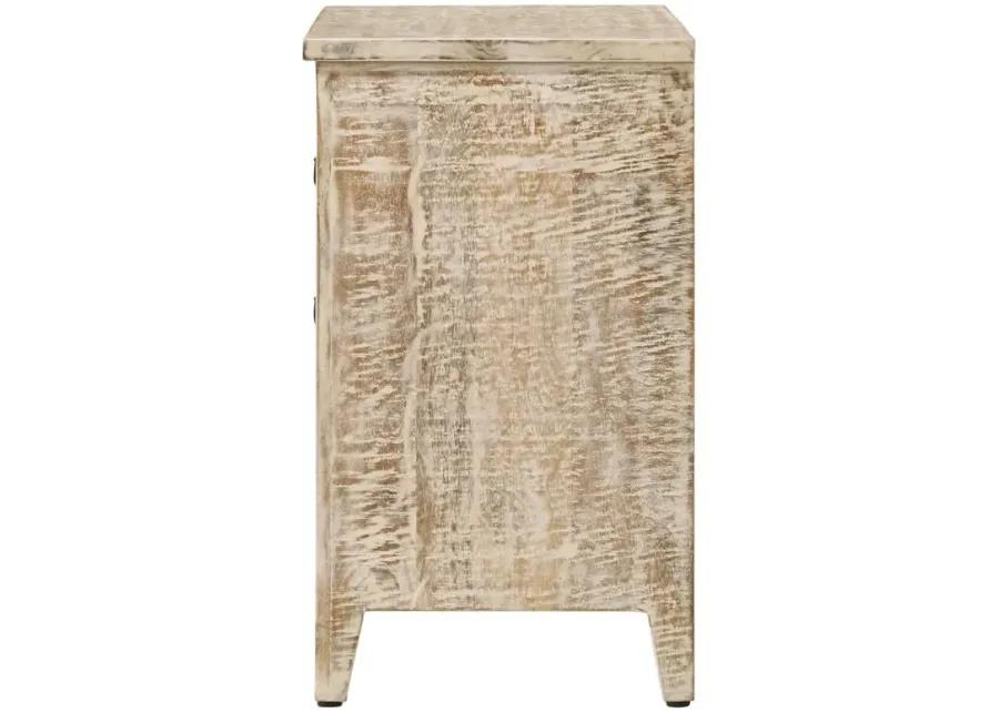 Mariska 3-drawer Wooden Accent Cabinet White Distressed