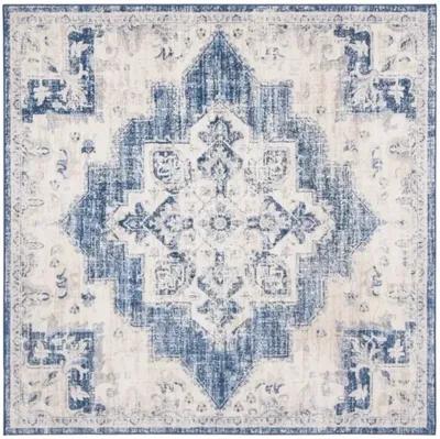 Brentwood 865 Ivory / Navy 3' X 3' Square Square Powerloomed Rug