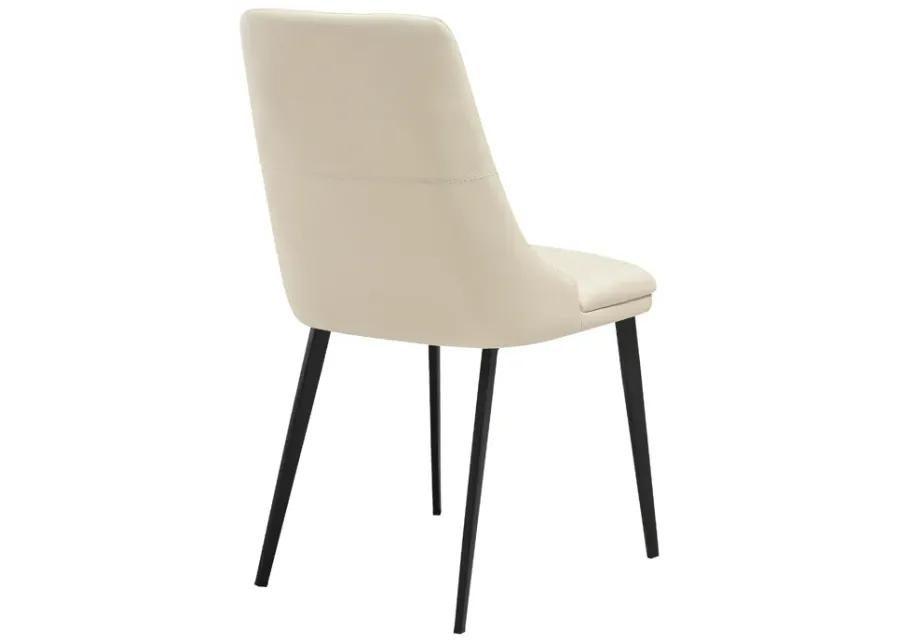 Genesis Upholstered Dining Chair in Beige Faux Leather with Black Metal Legs - Set of 2