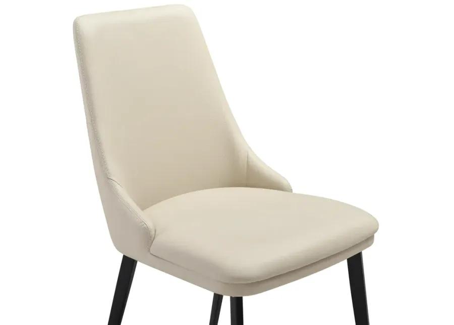 Genesis Upholstered Dining Chair in Beige Faux Leather with Black Metal Legs - Set of 2