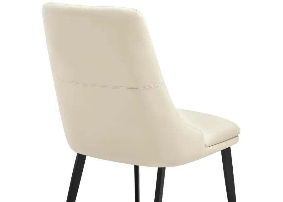 Genesis Upholstered Dining Chair in Beige Faux Leather with Black Metal Legs - Set of 2