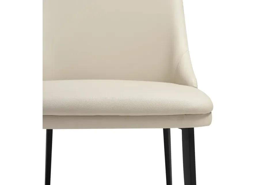 Genesis Upholstered Dining Chair in Beige Faux Leather with Black Metal Legs - Set of 2