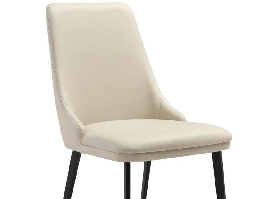 Genesis Upholstered Dining Chair in Beige Faux Leather with Black Metal Legs - Set of 2