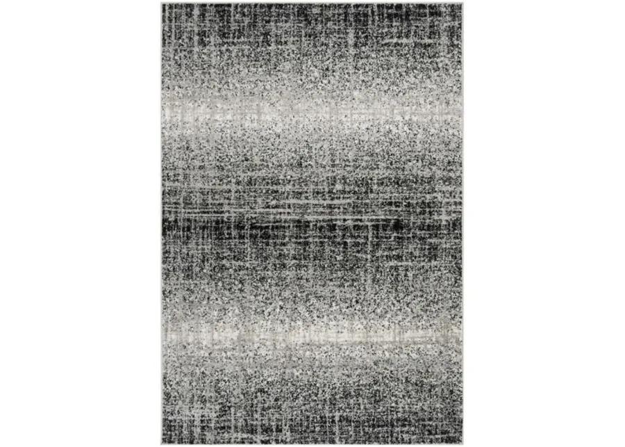 Adirondack Contemporary Silver / Black 4' X 6' Powerloomed Rug