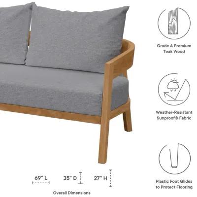 Brisbane Teak Wood Outdoor Patio Loveseat