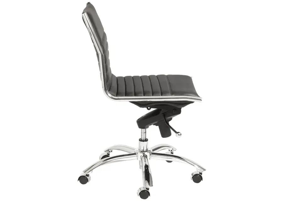 Dirk Low Back Office Chair w/o Armrests in Black with Chromed Steel Base