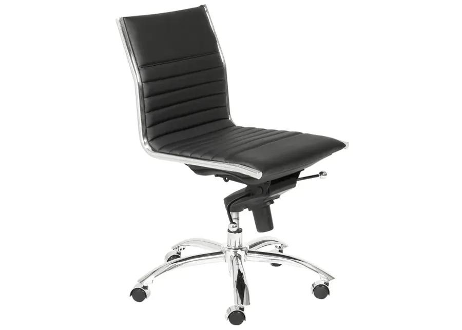 Dirk Low Back Office Chair w/o Armrests in Black with Chromed Steel Base