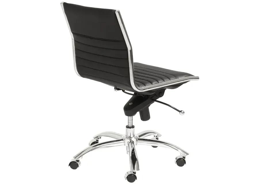 Dirk Low Back Office Chair w/o Armrests in Black with Chromed Steel Base