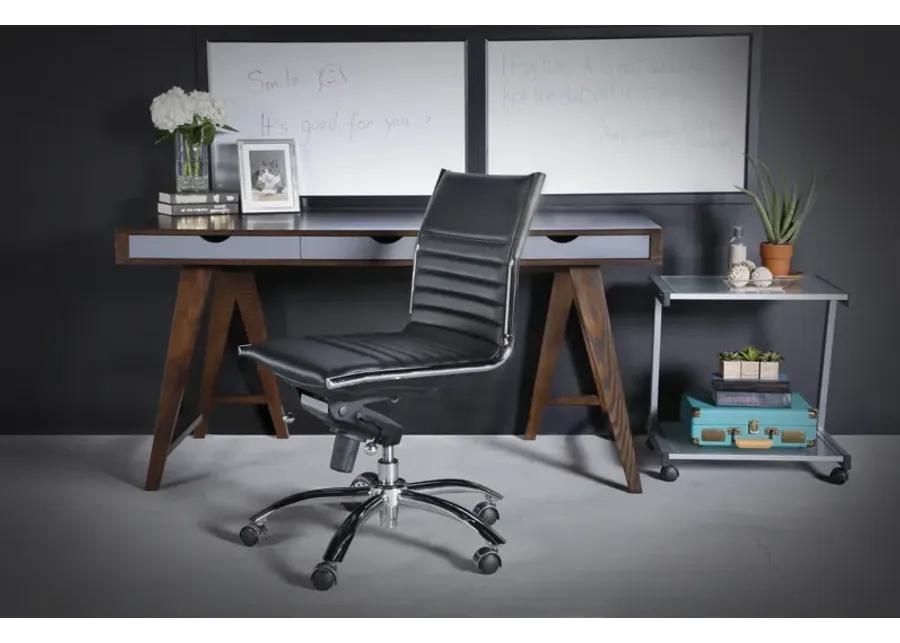 Dirk Low Back Office Chair w/o Armrests in Black with Chromed Steel Base