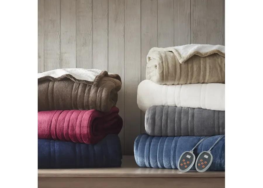 Woolrich Heated Plush to Berber Chocolate Blanket