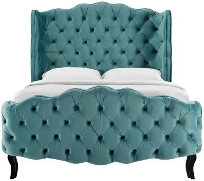 Violette Queen Tufted Wingback Performance Velvet Platform Bed