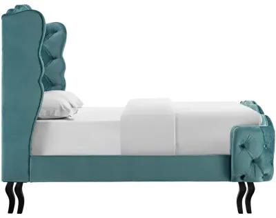 Violette Queen Tufted Wingback Performance Velvet Platform Bed