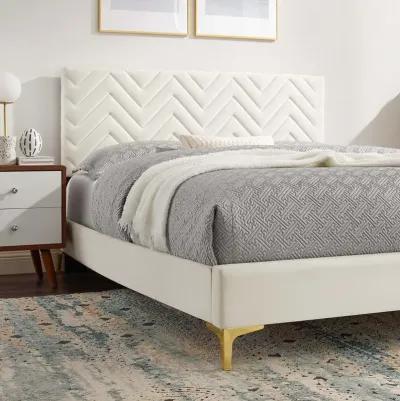 Leah Chevron Tufted Performance Velvet Queen Platform Bed