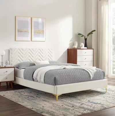 Leah Chevron Tufted Performance Velvet Queen Platform Bed