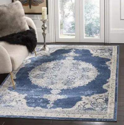 Brentwood 867 Navy / Light Grey 4' X 6' Small Rectangle Powerloomed Rug